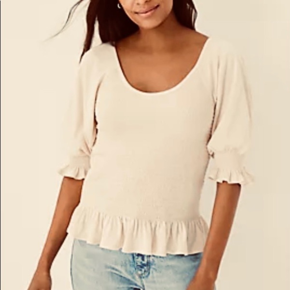 NWOT - Ann Taylor smocked ruffle top